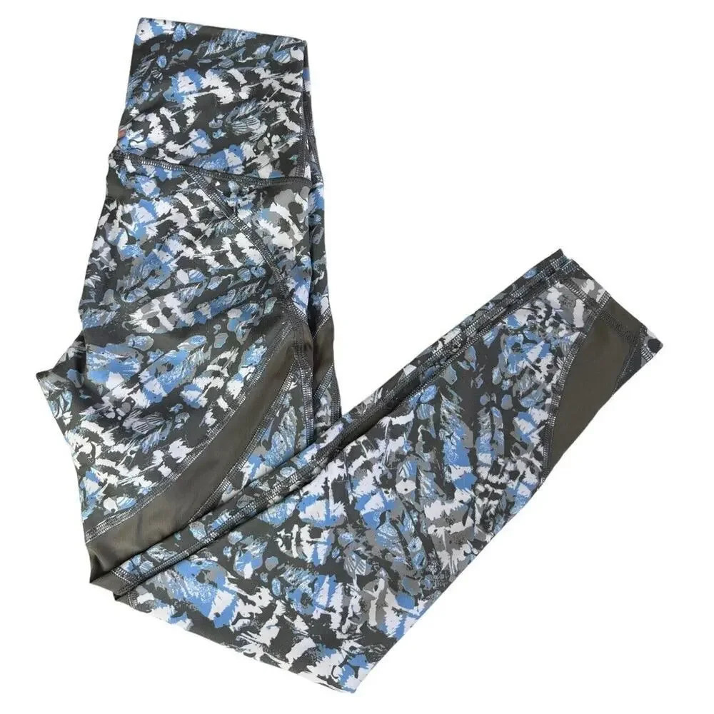 Aerie Chill Play Move Feather Pattern Leggings Mesh Size XS Stretch Women’s
